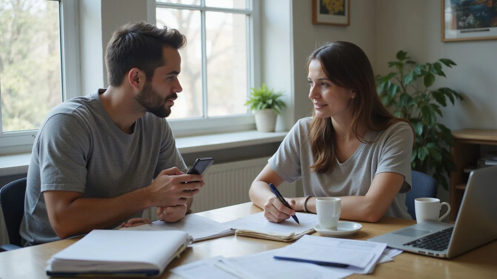 Renter having a serious conversation with a locator across a desk