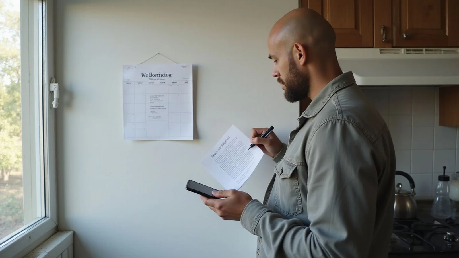 Renter marking a date on a wall calendar